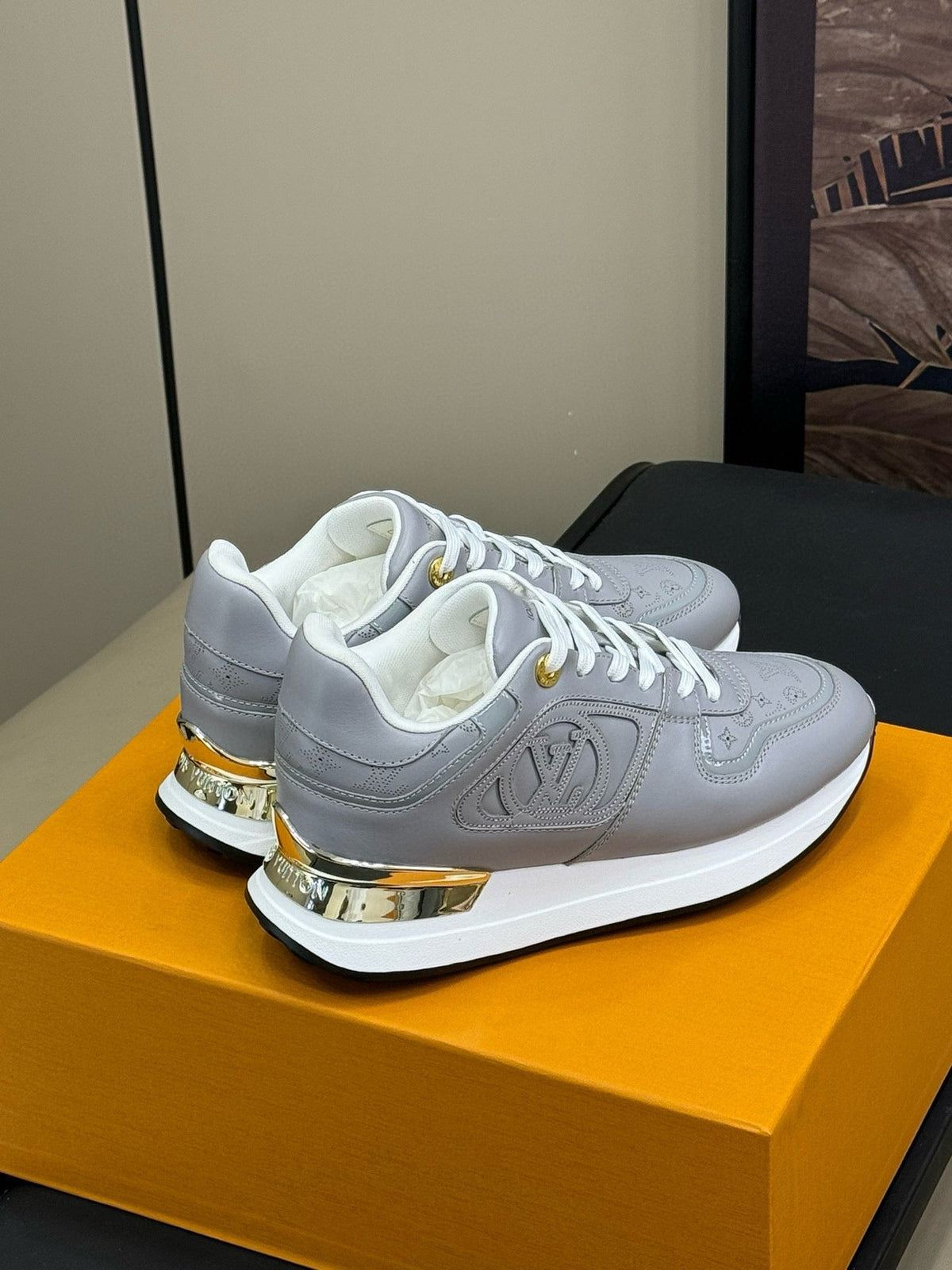 LV NEO RUN AWAY SNEAKER IN STEEL GRAY CALFSKIN