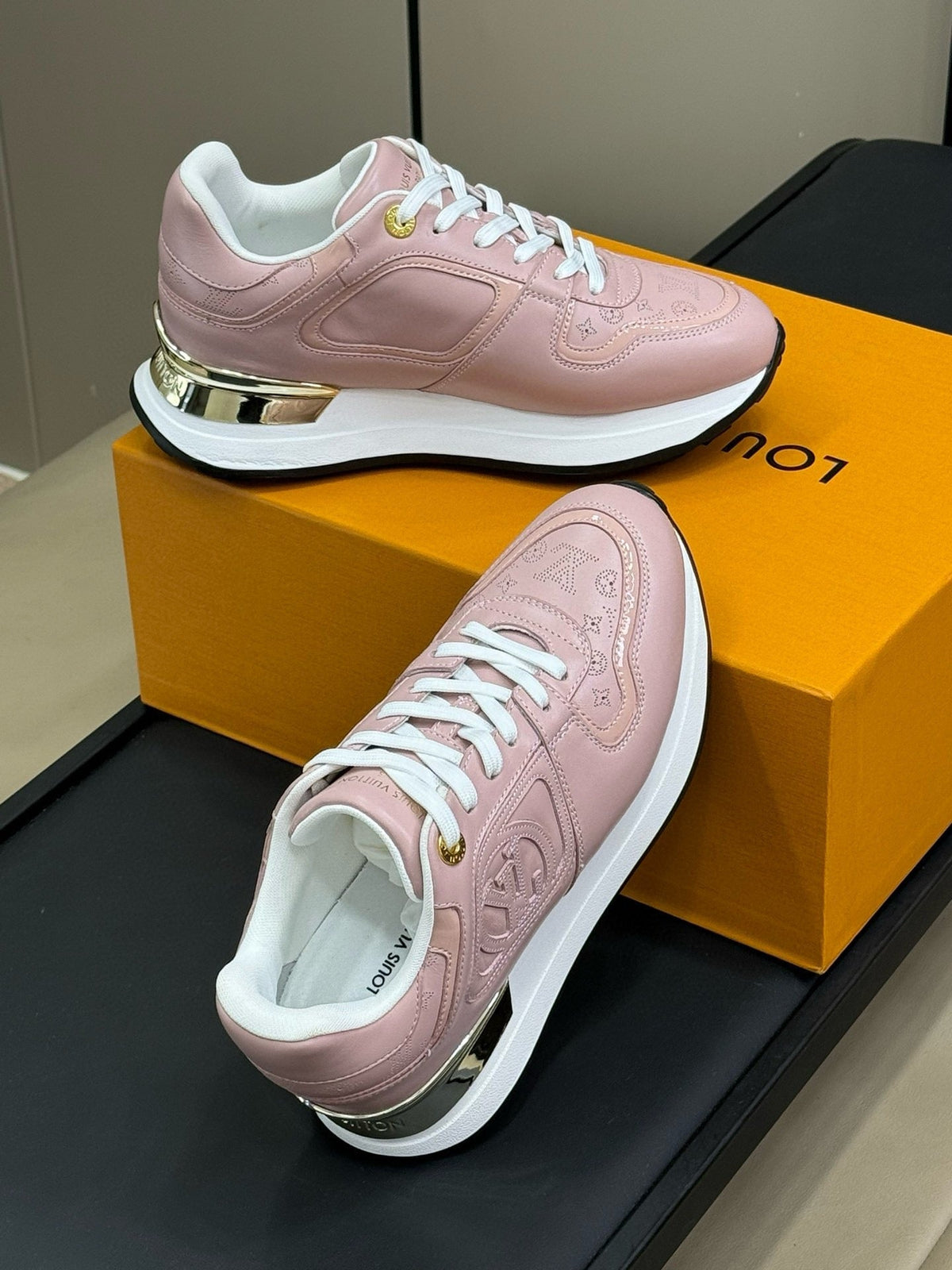 LV NEO RUN AWAY SNEAKER IN PASTEL PINK CALFSKIN