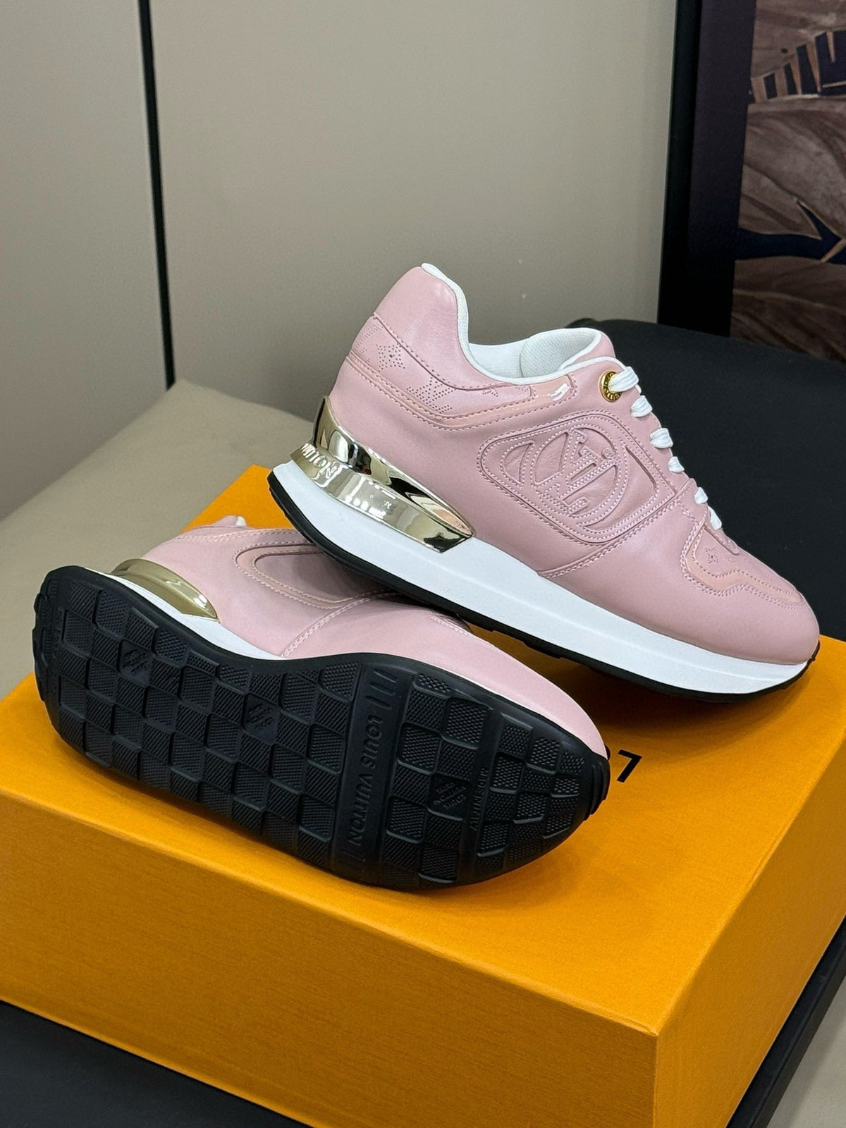 LV NEO RUN AWAY SNEAKER IN PASTEL PINK CALFSKIN
