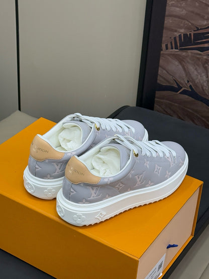 TIME OUT SNEAKER IN COOL GRAY EMBOSSED MONOGRAM CALFSKIN