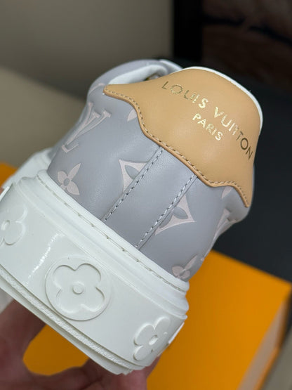 TIME OUT SNEAKER IN COOL GRAY EMBOSSED MONOGRAM CALFSKIN