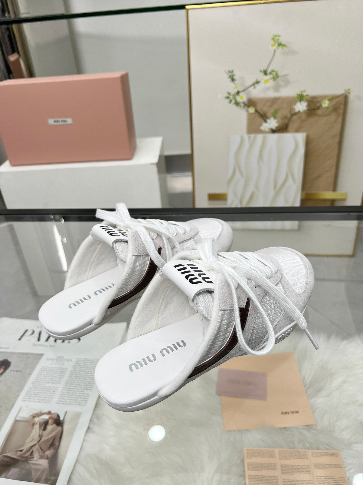 GYMNASIUM SNEAKERS MULES LIGHT GREY SUEDE AND WHITE TECHNICAL FABRIC