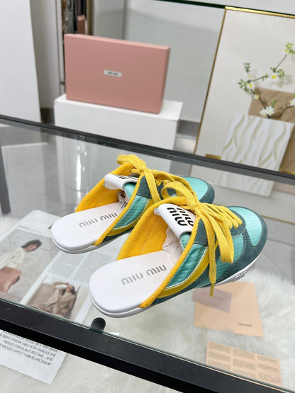 GYMNASIUM SNEAKERS MULES PERSIAN SUEDE AND DARK GREEN TECHNICAL FABRIC