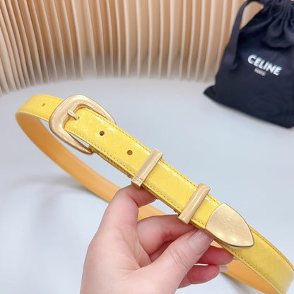 Medium Western Belt 25mm Yellow Calfskin Gold Loop Ghw