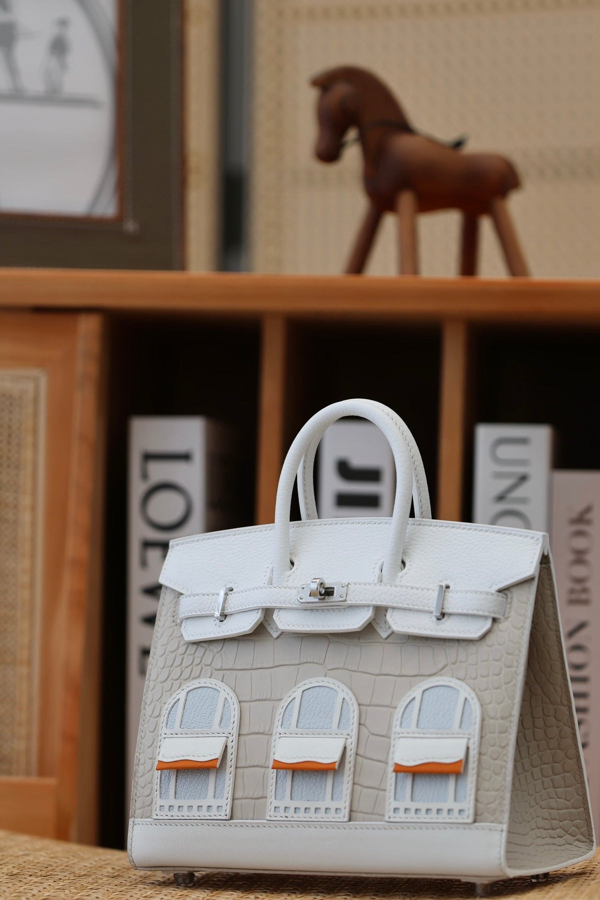 BIRKIN FAUBOURG TOUCH 20 IN PASTEL GRAY CALFSKIN WITH SILVER HARDWARE