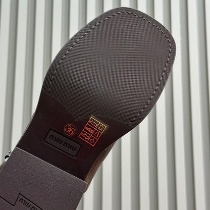 Sandals Chocolate Color Retro Sheepskin With Cross - Straps