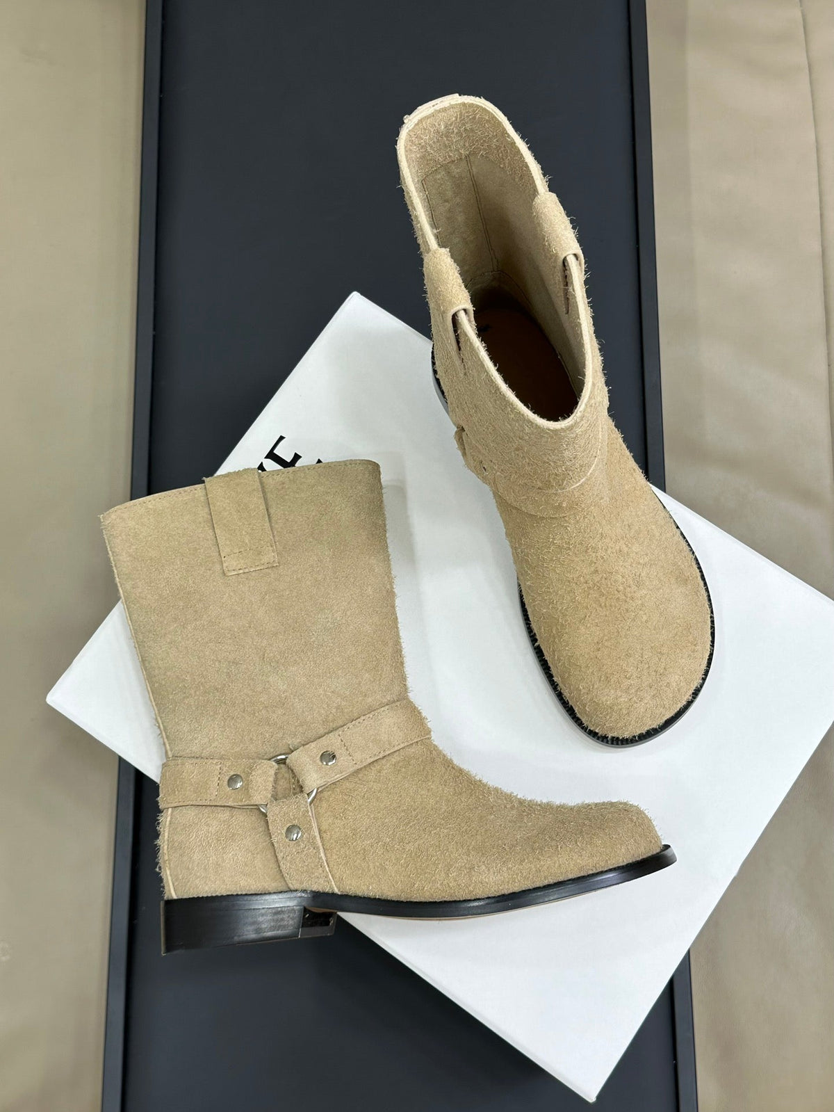 LW CAMPO BIKER BOOT KHAKI SUEDE