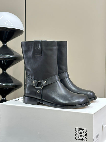 LW CAMPO BIKER BOOT BLACK CALFSKIN