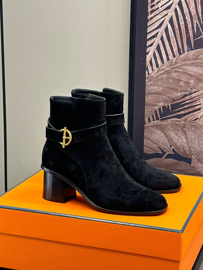 JILL 60 ANKLE BOOT IN BLACK SUEDE