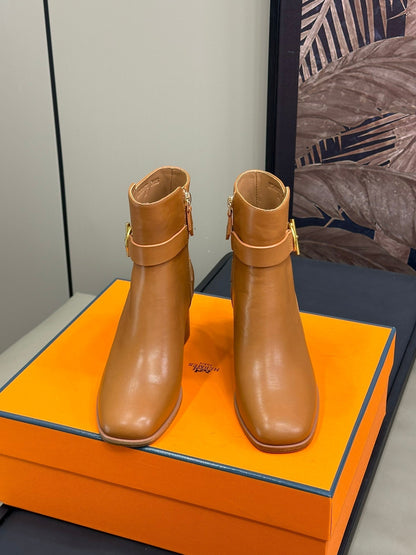 JILL 60 ANKLE BOOT IN BRONZE BROWN CALFSKIN