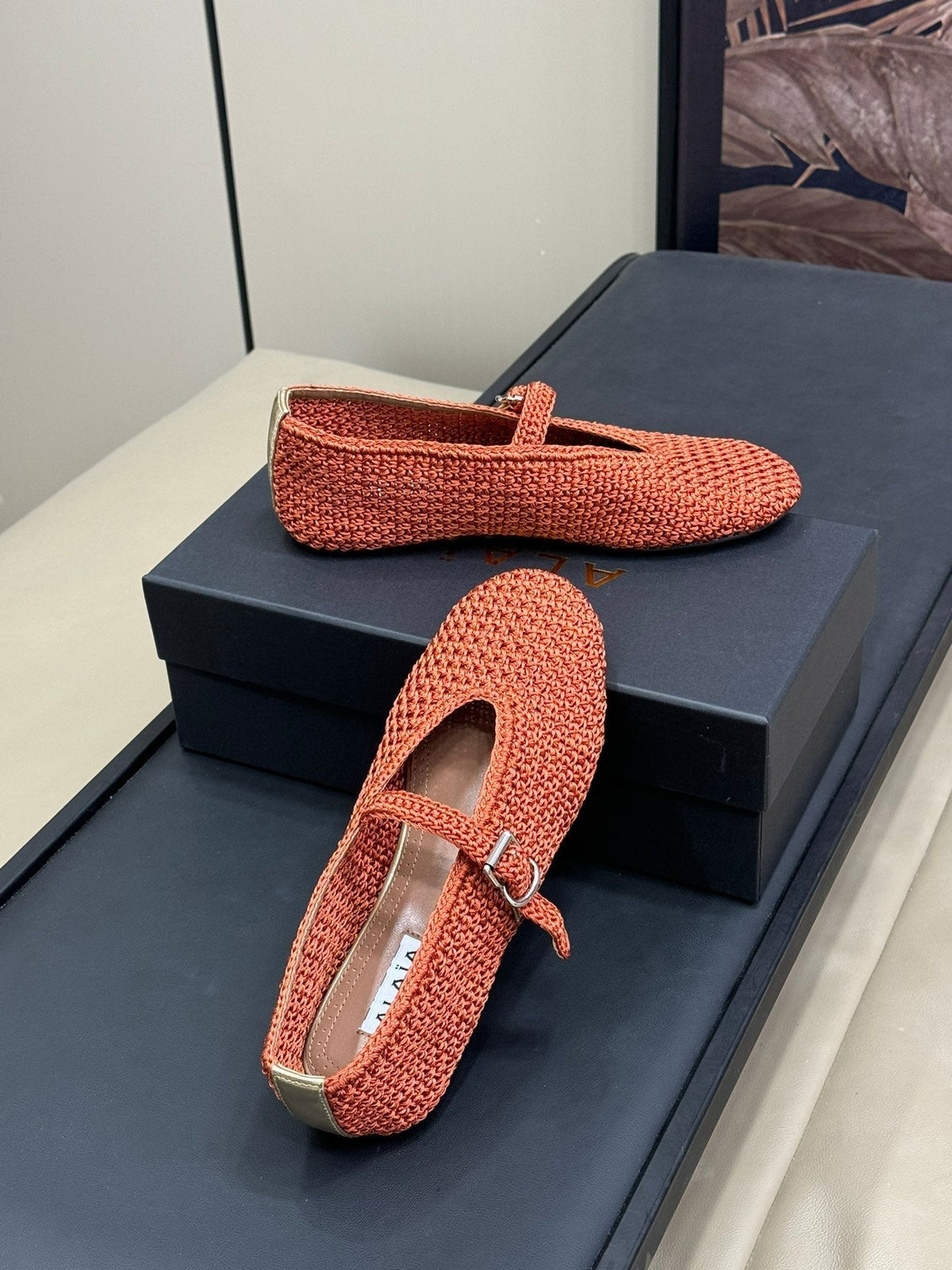 HANDWOVEN BALLET FLAT FIRE ORANGE