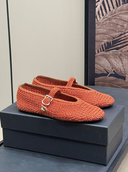 HANDWOVEN BALLET FLAT FIRE ORANGE