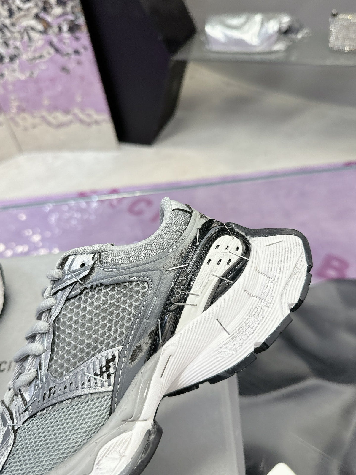 STAPLER SNEAKER IN GRAY POLYURETHANE AND POLYESTER