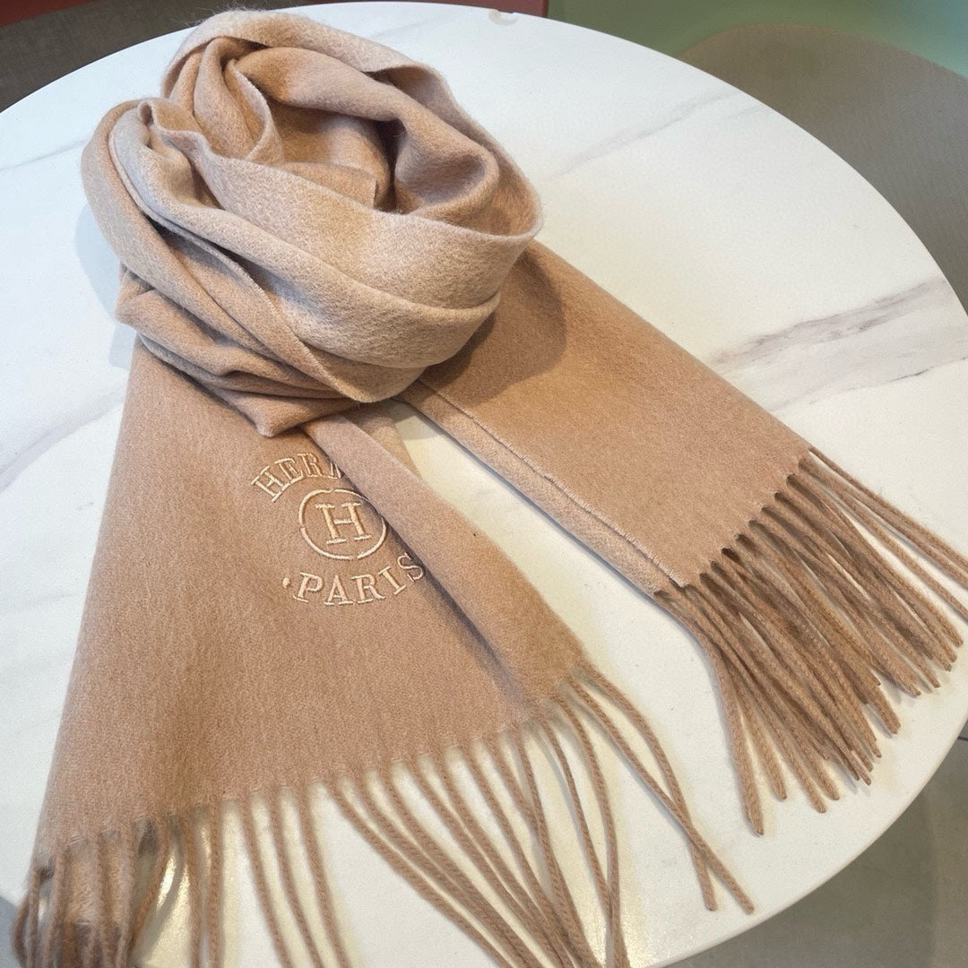 RECTO-VERSO MUFFLER 190 TAN BROWN CASHMERE