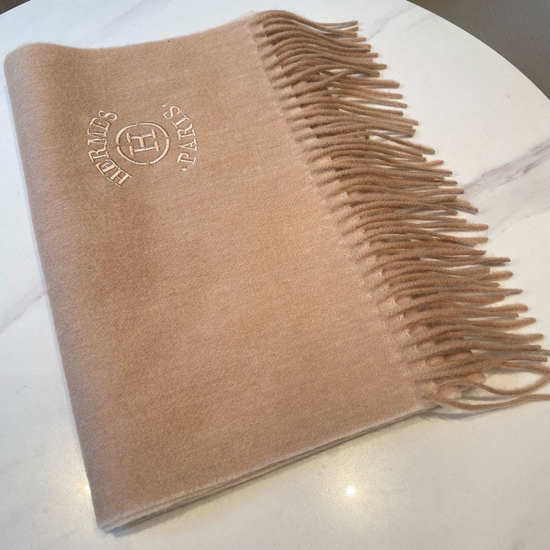 RECTO-VERSO MUFFLER 190 TAN BROWN CASHMERE