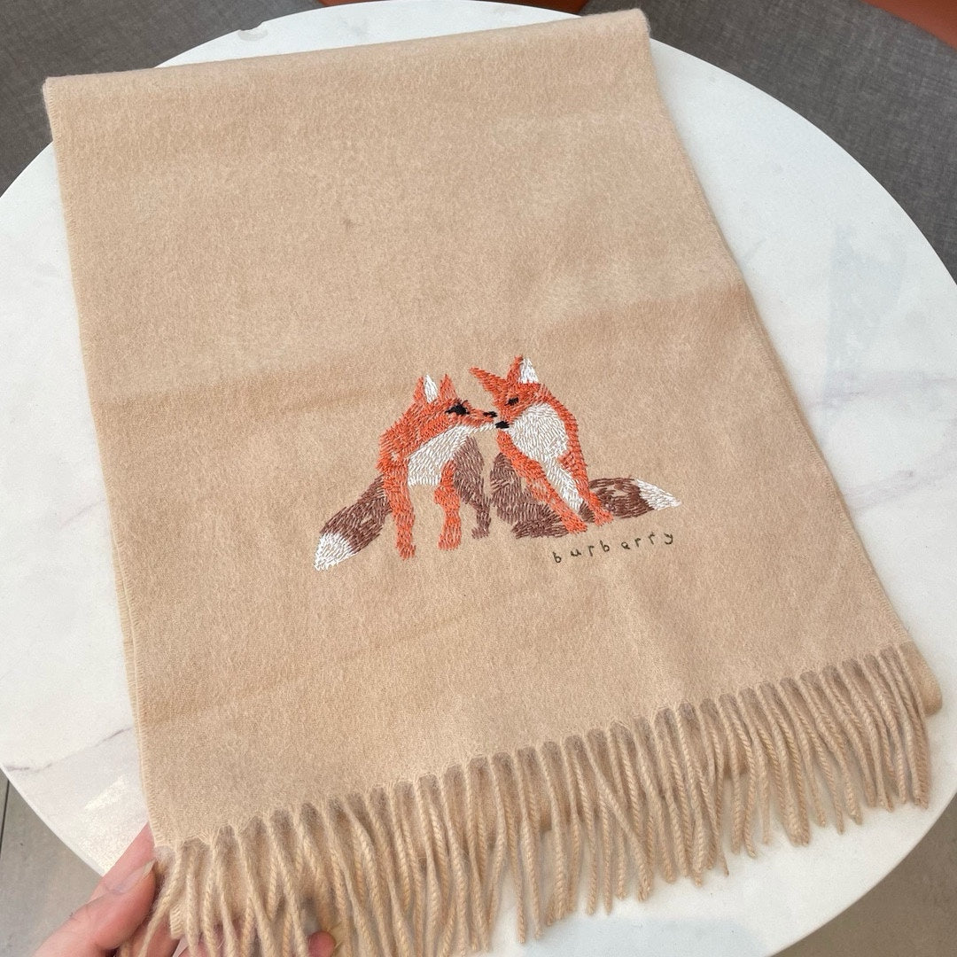 BOX WOOL CASHMERE SCARF 180 CM TAN BEIGE 394451