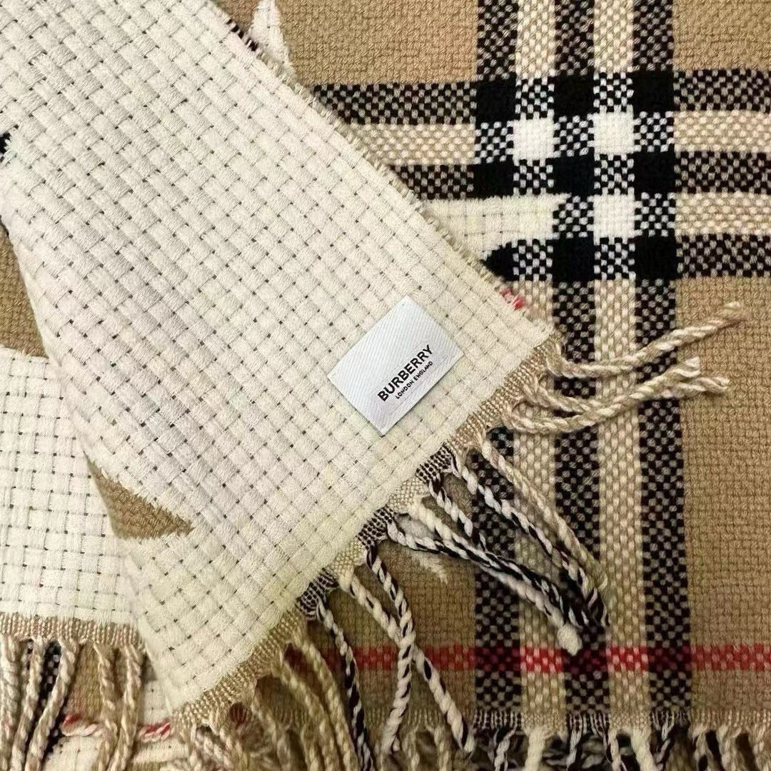 SCARF 205 CM IN CAMEL BEIGE MIX WHITE WOOL AND CASHMERE 408559
