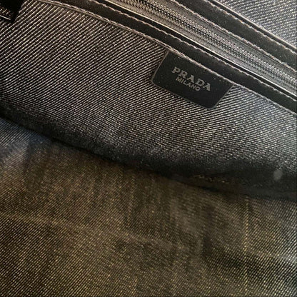TRIANGLE 55 SHOULDER BAG IN GREY RE-NYLON EMBOSSED LOGO