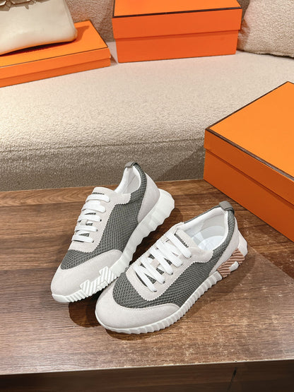 MAINLAND SNEAKER IN PALE GRAY SUEDE AND SMOKE GRAY BREATHABLE MESH FABRIC