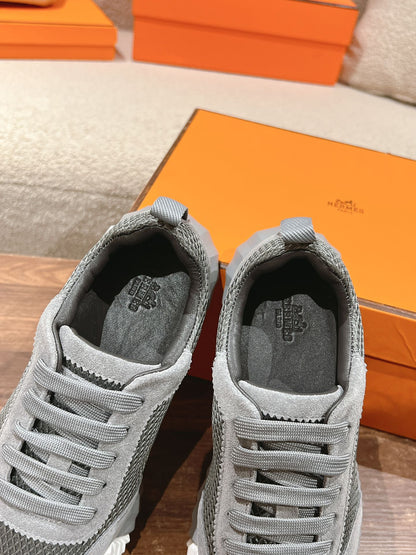 MAINLAND SNEAKER IN MOUSE GRAY SUEDE AND BREATHABLE MESH FABRIC