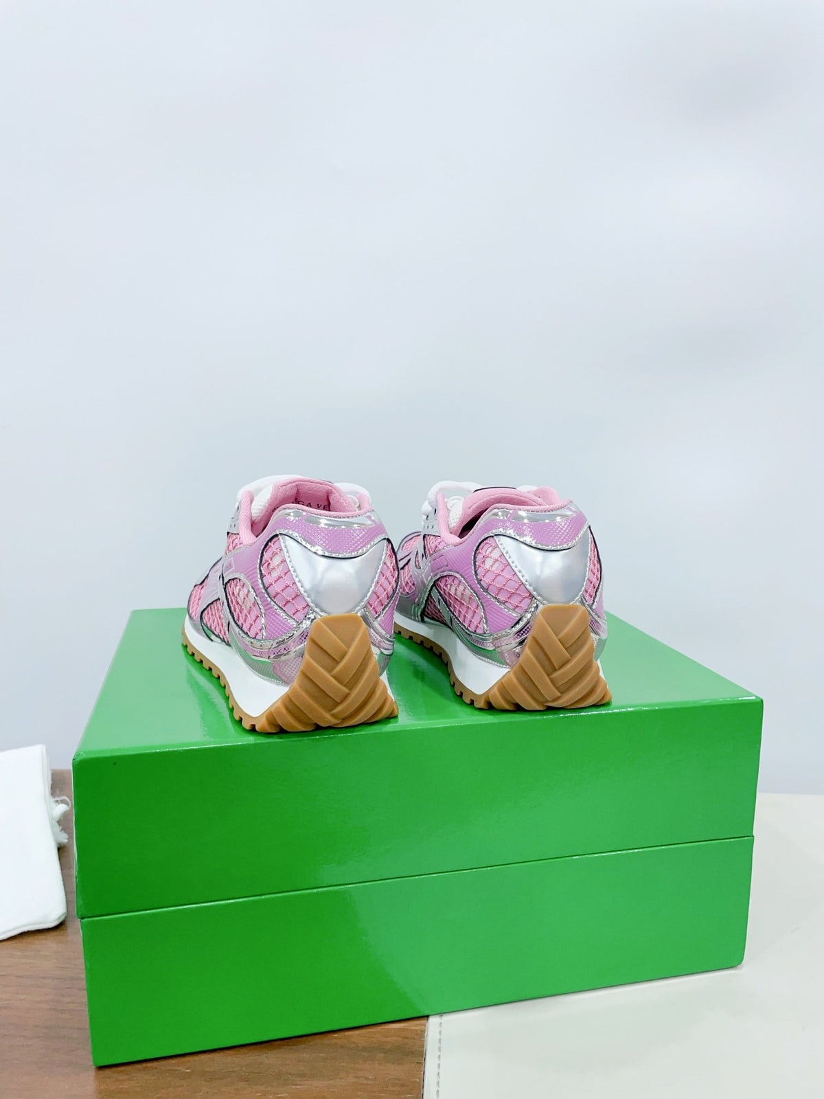 ORBIT SNEAKER IN BLUSH PINK TECHNICAL FABRIC AND METALLIC MESH