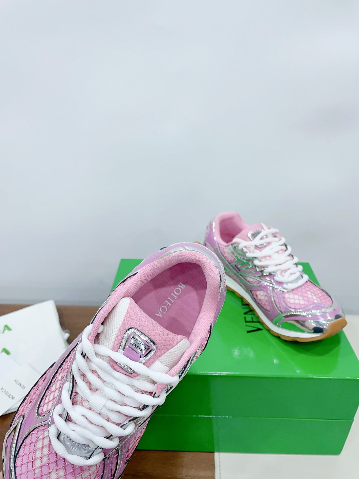 ORBIT SNEAKER IN BLUSH PINK TECHNICAL FABRIC AND METALLIC MESH