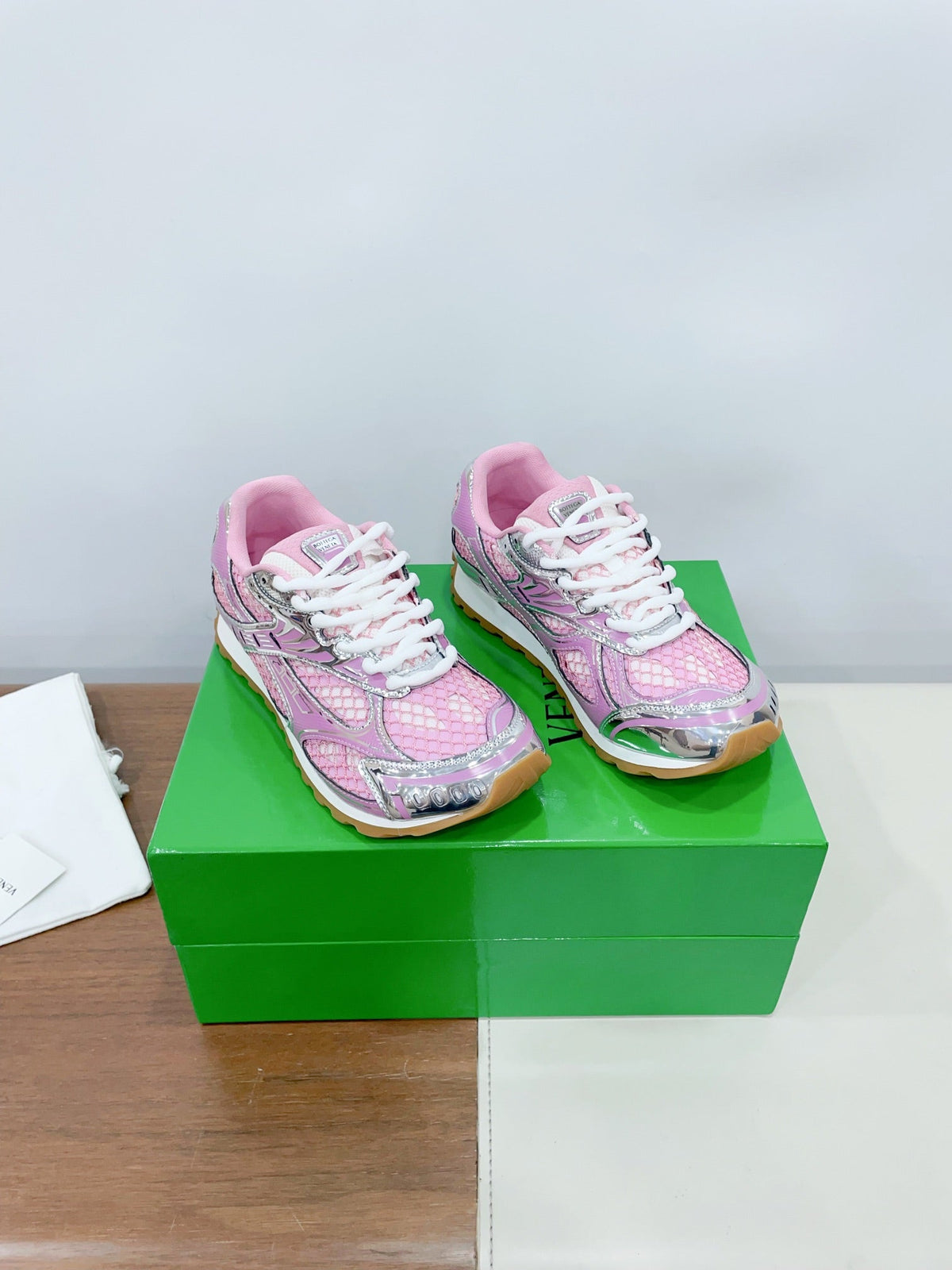 ORBIT SNEAKER IN BLUSH PINK TECHNICAL FABRIC AND METALLIC MESH