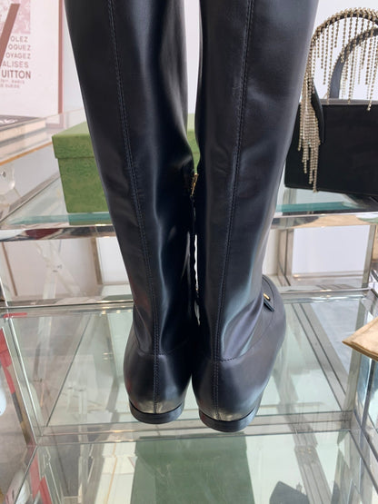 GG KNEE HIGH BOOTS WITH HORSEBIT IN BLACK CALFSKIN