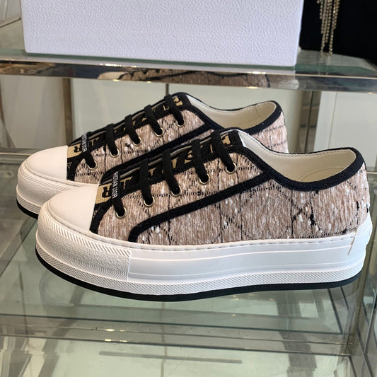 WALK'N PLATFORM SNEAKER BEIGE AND BLACK CANNAGE TWEED