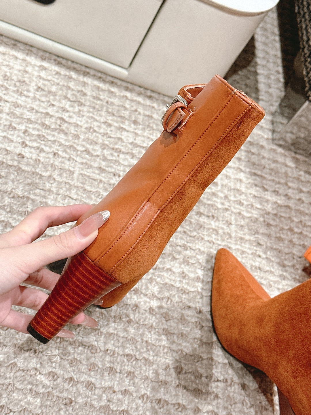 HILONA 6 CM ANKLE BOOTS IN BRONZE BROWN CALFSKIN AND SUEDE