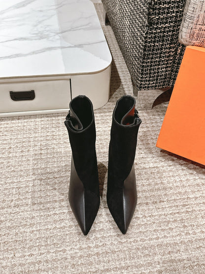 HILONA 6 CM ANKLE BOOTS IN BLACK CALFSKIN AND SUEDE