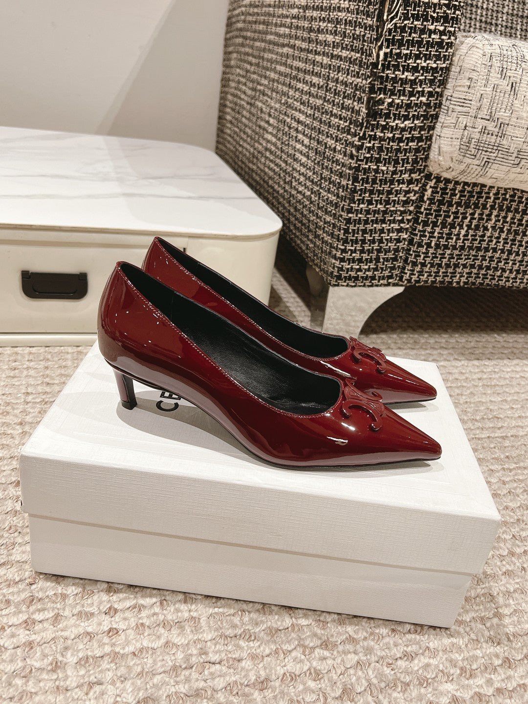 HIGH PUMP 5 CM IN RUBY RED PATENT CALFSKIN