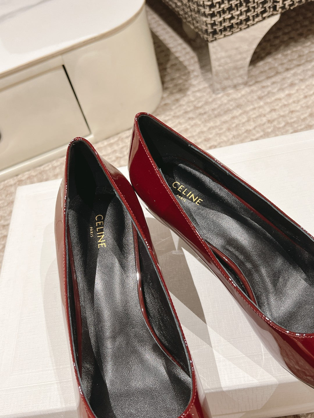 HIGH PUMP 5 CM IN RUBY RED PATENT CALFSKIN