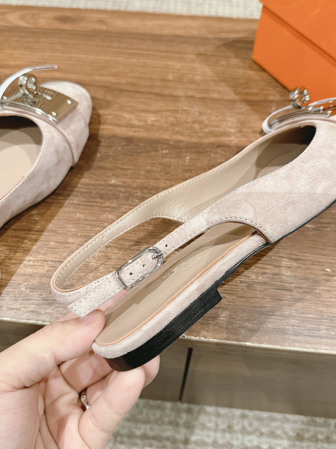 Innocente Slingback Suede Goatskin Light pink
