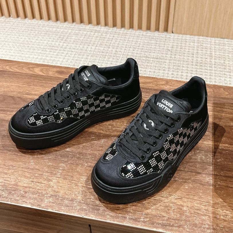 LV GROOVY SNEAKER IN BLACK DAMIER STRASS AND CALFSKIN