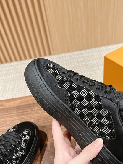 LV GROOVY SNEAKER IN BLACK DAMIER STRASS AND CALFSKIN