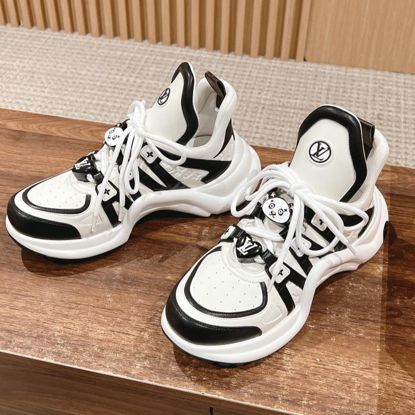 LV ARCHLIGHT SNEAKER IN WHITE MIX BLACK EMBOSSED CALFSKIN 101058