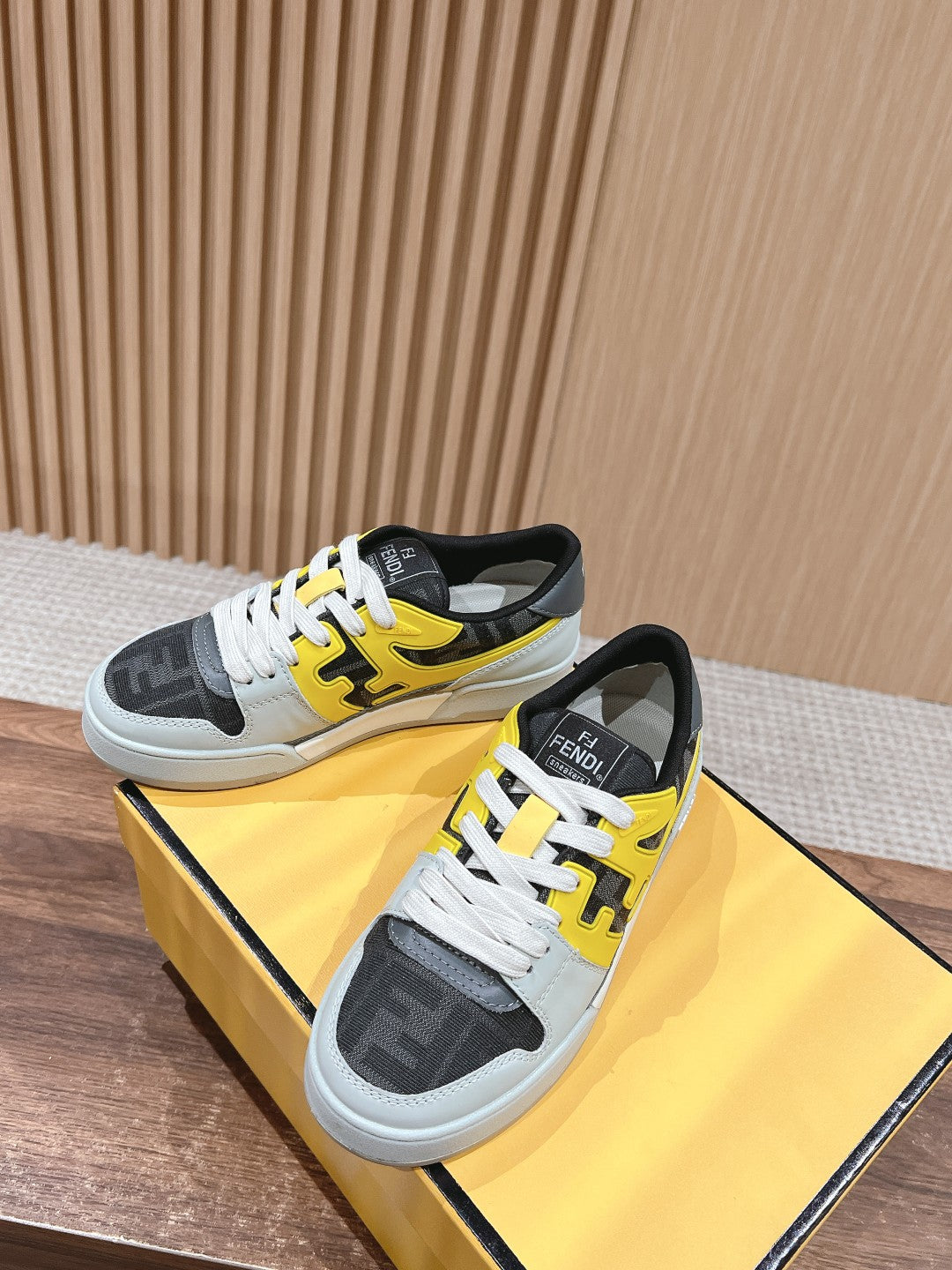 FENDI MATCH TRAINER IN MULTICOLOR CALFSKIN AND HIGH-DENSIITY FABRIC