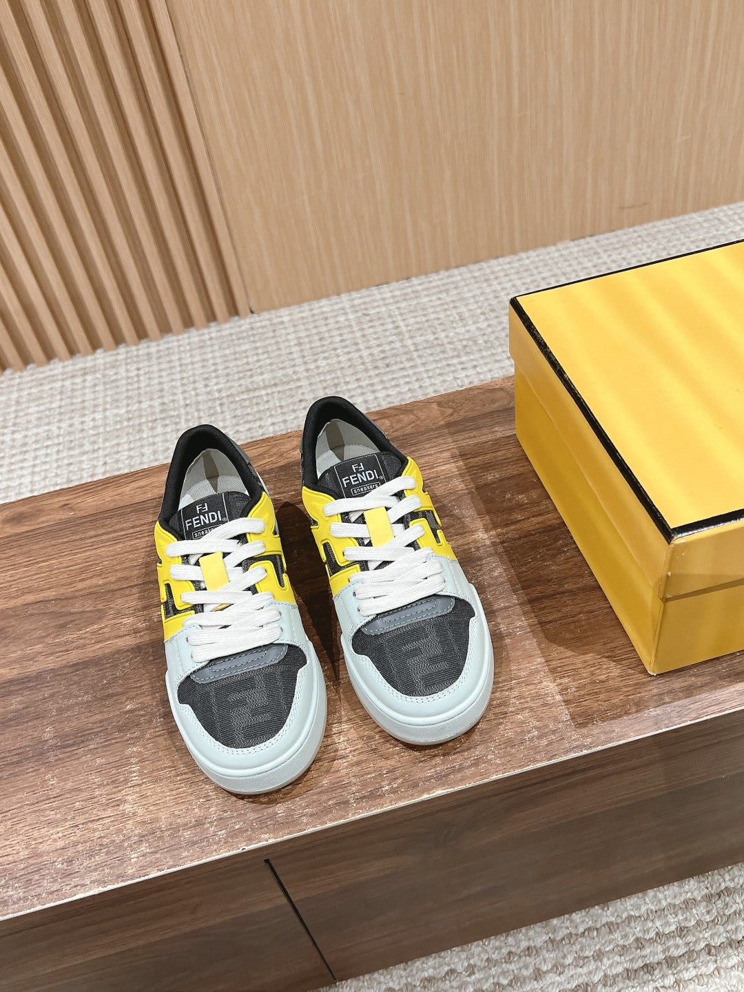 FENDI MATCH TRAINER IN MULTICOLOR CALFSKIN AND HIGH-DENSIITY FABRIC