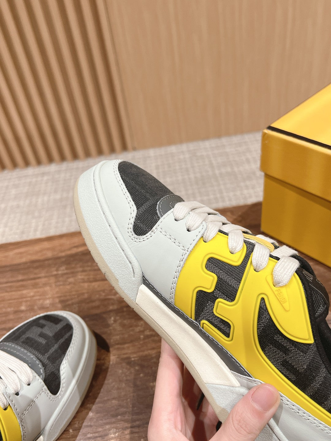 FENDI MATCH TRAINER IN MULTICOLOR CALFSKIN AND HIGH-DENSIITY FABRIC