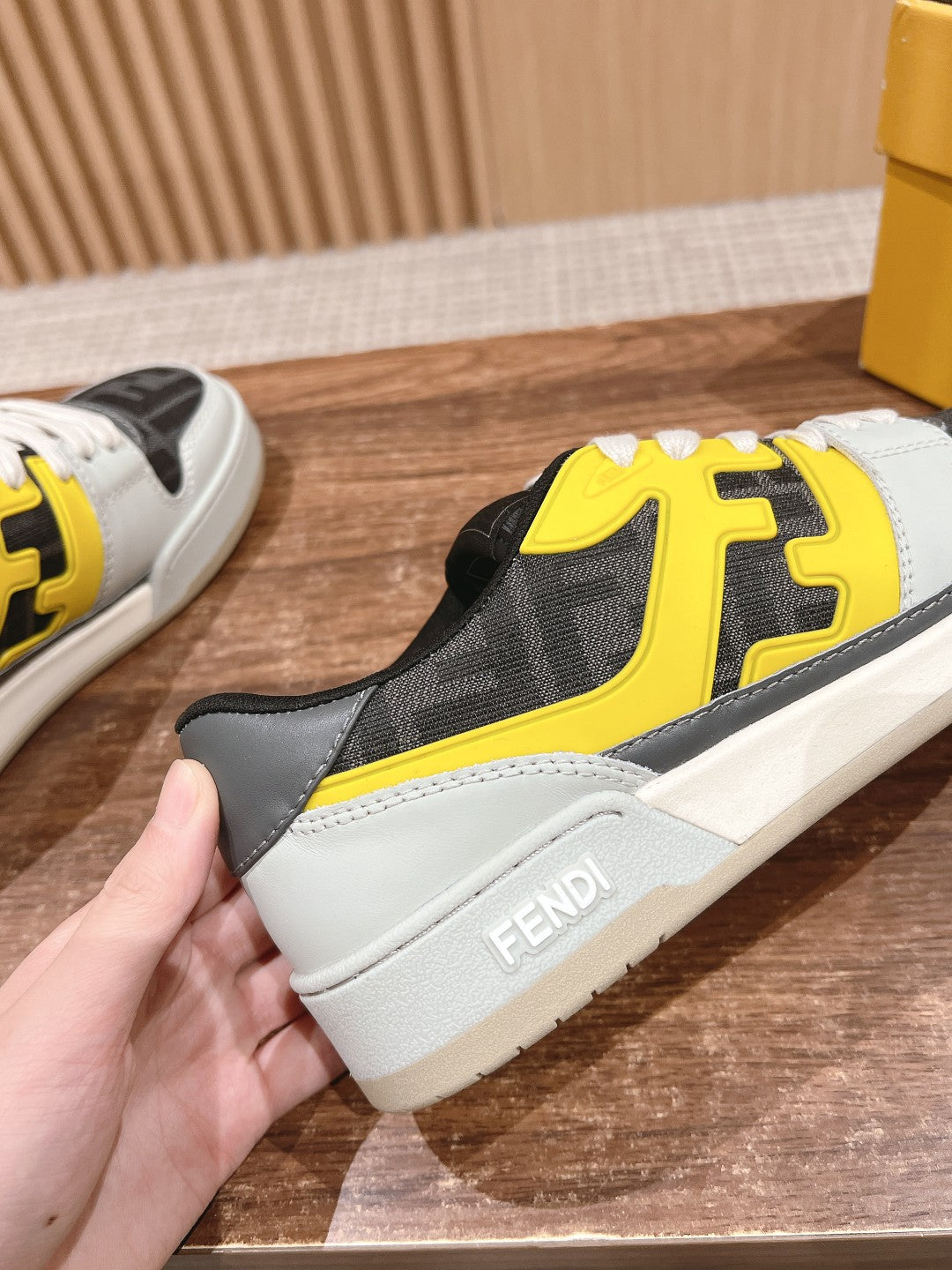 FENDI MATCH TRAINER IN MULTICOLOR CALFSKIN AND HIGH-DENSIITY FABRIC