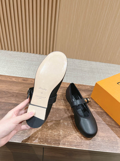 MARY JANE FLAT IN BLACK CALFSKIN 168943