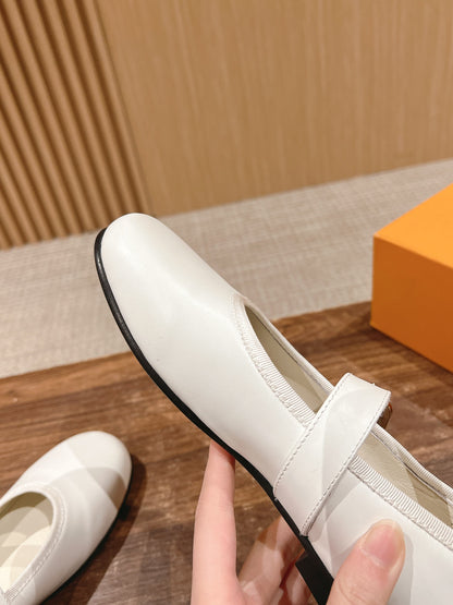 MARY JANE FLAT IN WHITE CALFSKIN