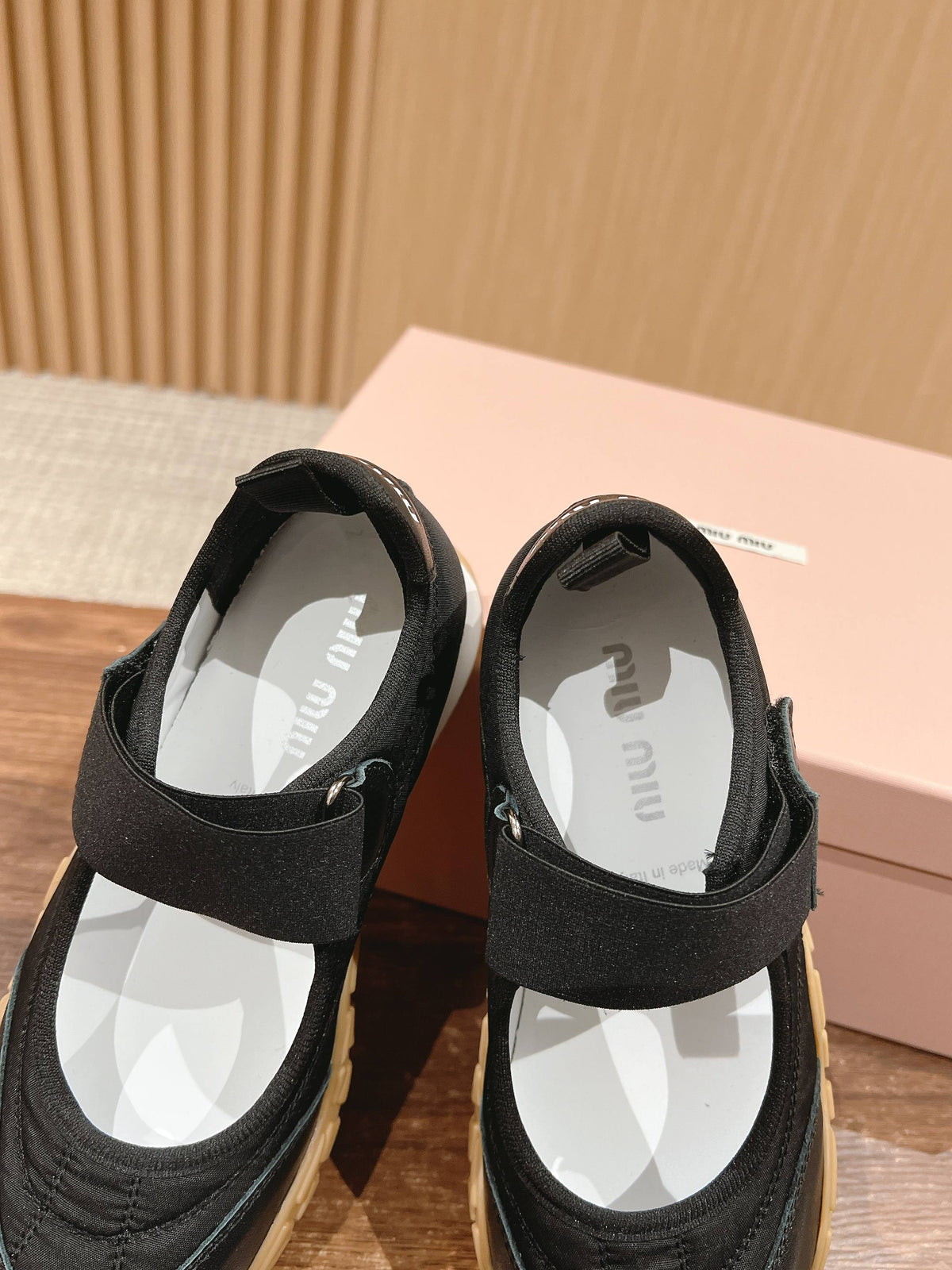 BALLET SHOES IN BLACK LAMBSKIN AND FABRIC ANTI-SLIP RUBBER SOLE