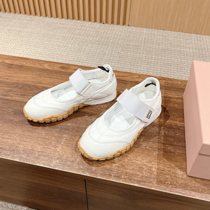 BALLET SHOES IN WHITE LAMBSKIN AND FABRIC ANTI-SLIP RUBBER SOLE