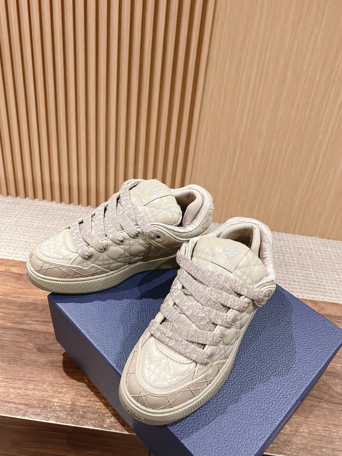 BY ERL B9S SKATER SNEAKER IN PARCHMENT BEIGE CANNAGE LAMBSKIN