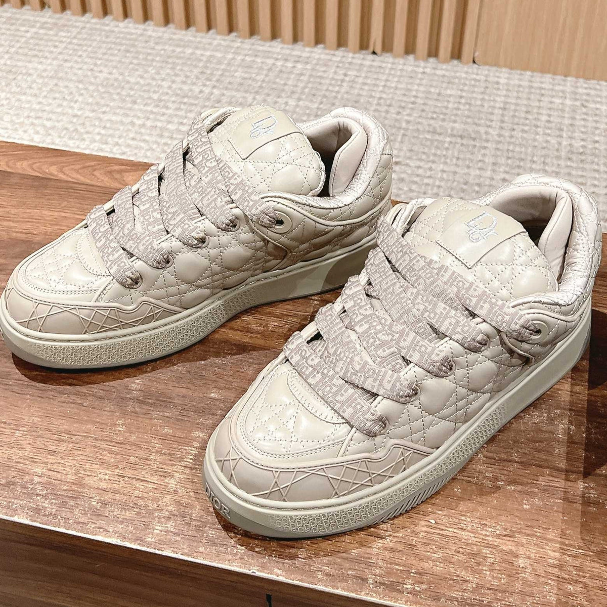 BY ERL B9S SKATER SNEAKER IN PARCHMENT BEIGE CANNAGE LAMBSKIN