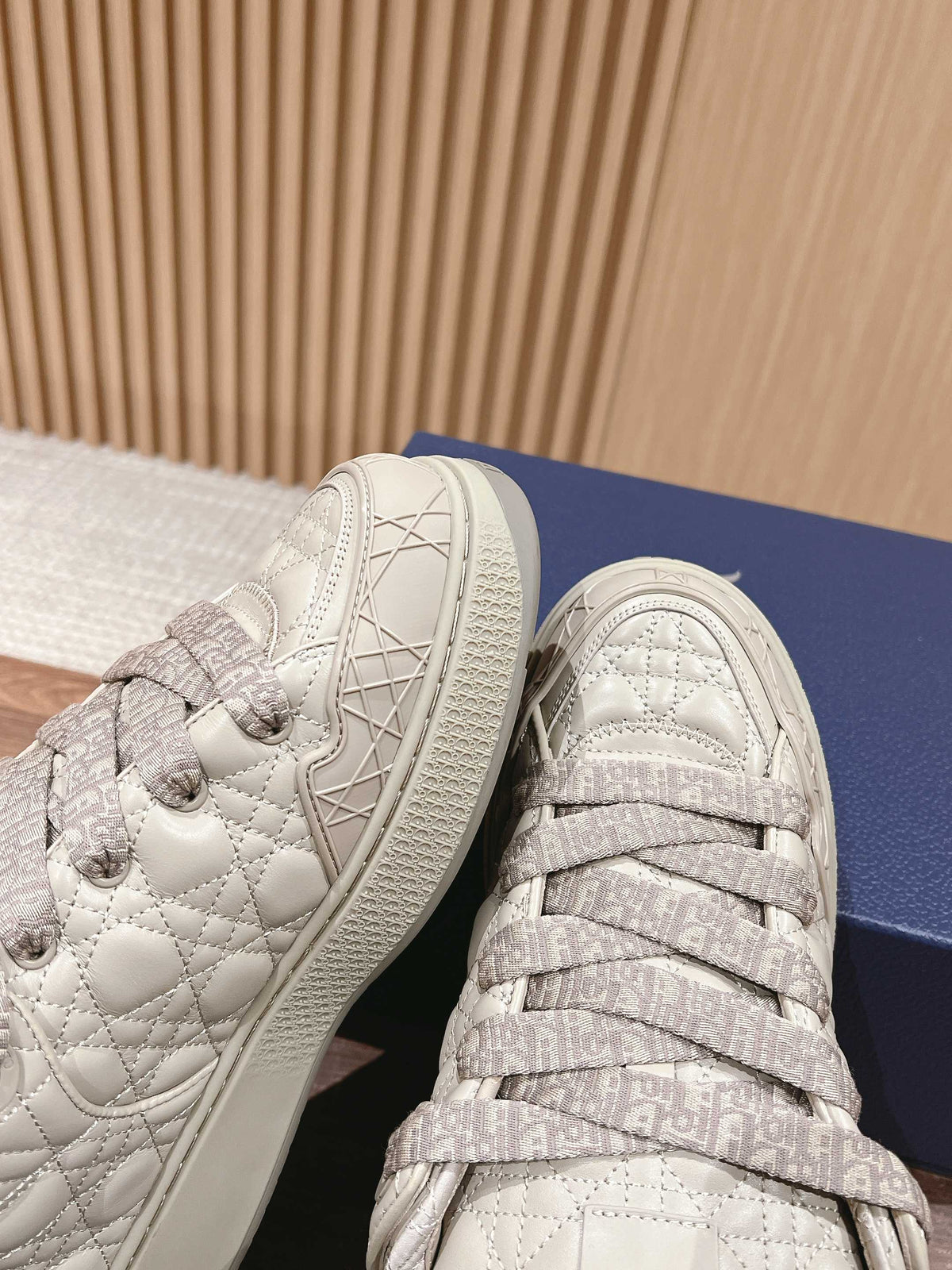 BY ERL B9S SKATER SNEAKER IN PARCHMENT BEIGE CANNAGE LAMBSKIN