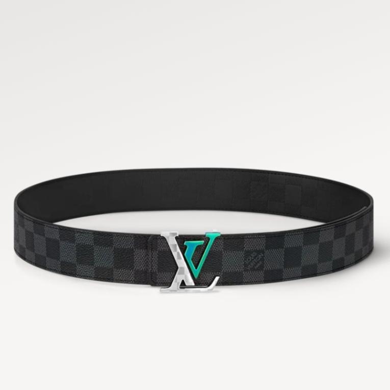 LV LARGE 40MM PYRAMIDE BELT BLACK DAMIER MONOGRAM CALFSKIN METAL HARDWARE