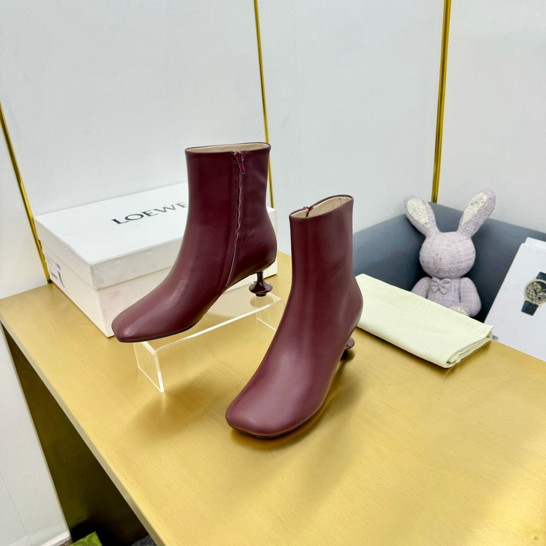 LW TOY ANKLE BOOTIE BURGUNDY NAPPA LAMBSKIN